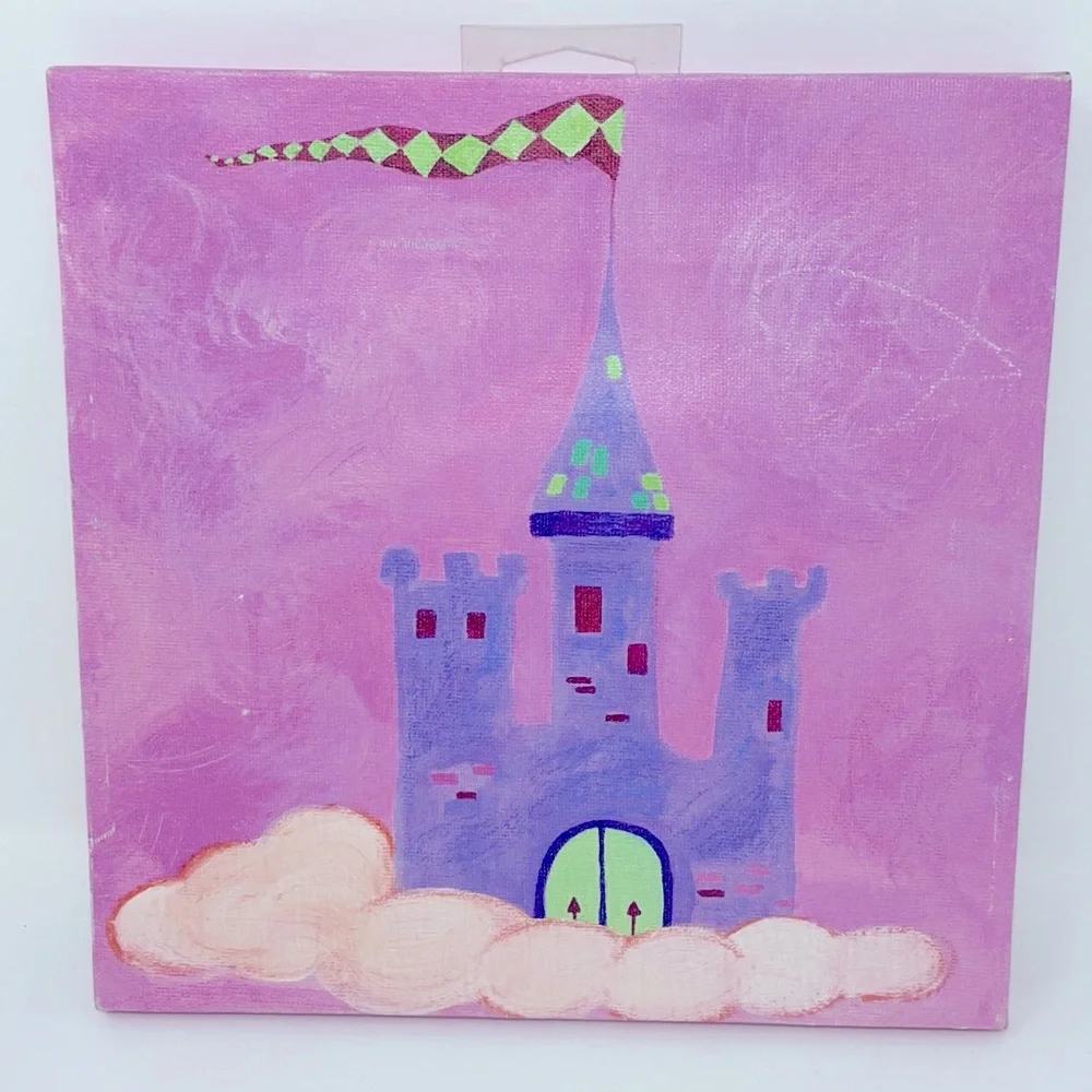Castle Wall Art Canvas Fairy Princess Girl’s Room Decor Pink Purple